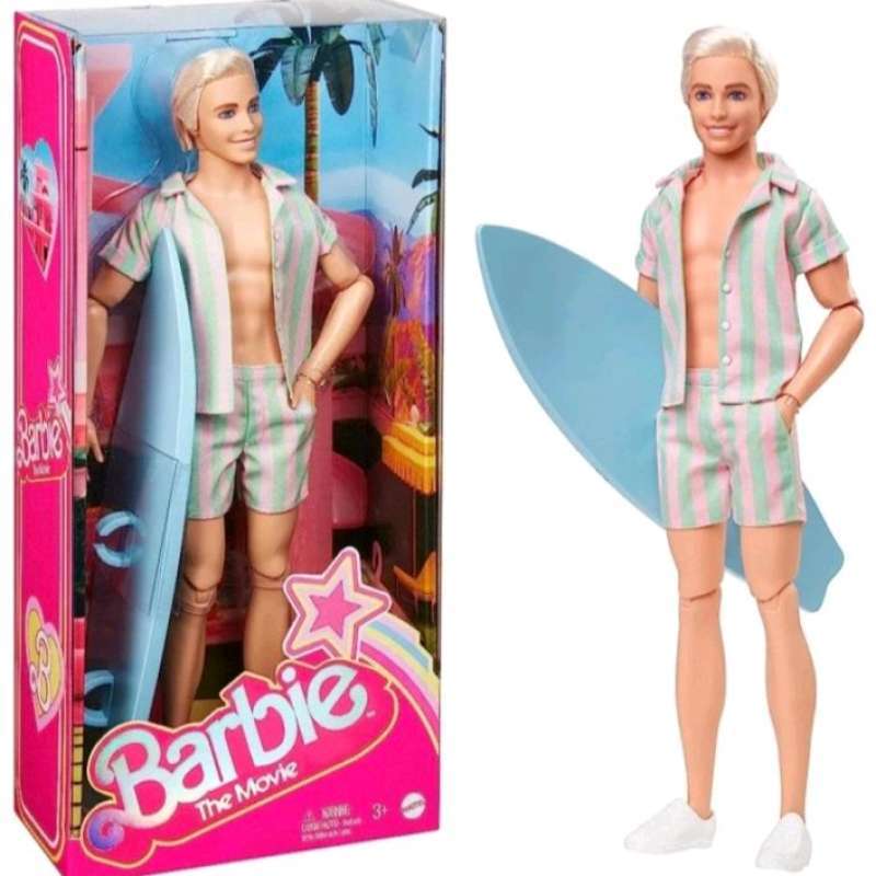 Boneka Barbie The Movie Perfect Day Ken Blonde Hair Made to Move Surf Doll