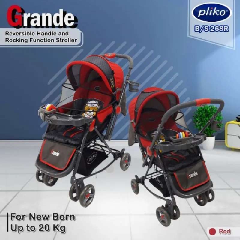 Pliko PK268 Grande 2in1 Baby Stroller Kereta Dorong Bayi Ayunan Red