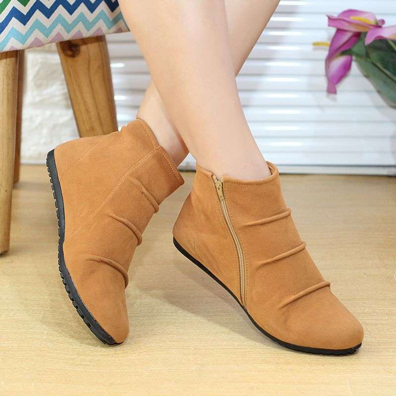 Flat Ankle Booties Womens Tan Boots Flat Women's Wide Fit Chelsea