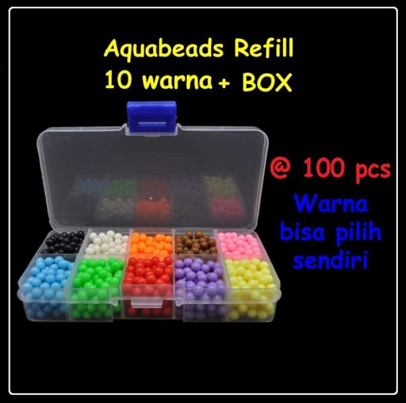 Promo Aquabeads Refill 10 Warna 100pcs + BoxMainan anak edukasi Diskon 35%  di Seller DM STORE'S - Karang Bahagia, Kab. Bekasi
