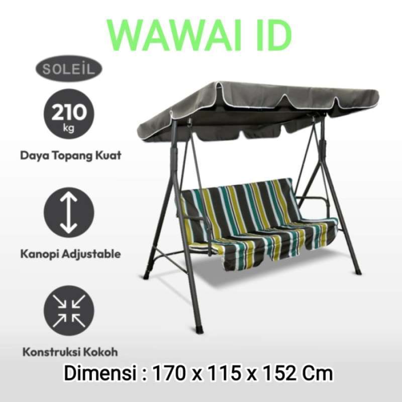 Jual Swing Chair Kursi Ayunan Taman Santai Soleil Stripe 3 Dudukan