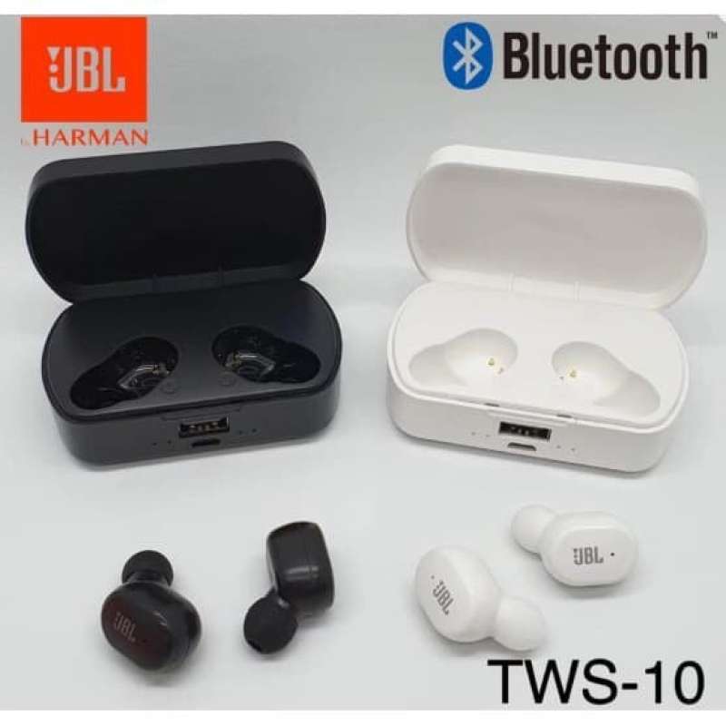 Jual HEADSET BLUETOOTH JBL WIRELESS SUPER BASS TWS 10 di Seller