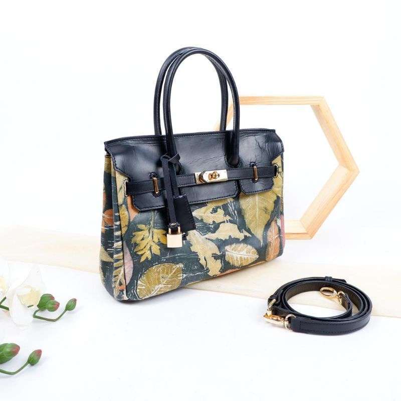 Mivaso Tas Selempang Kulit Sapi AMALIA ECOPRINT Series by GENUINE LEATHER