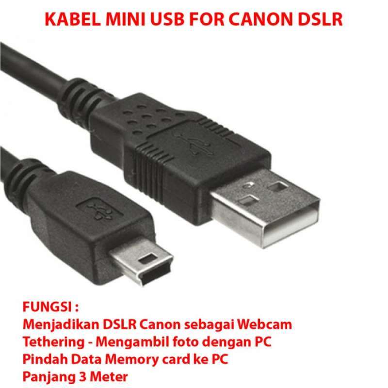 TERLARIS KABEL USB KAMERA DSLR CANON 3M WEBCAM ZOOM BY CANON DSLR