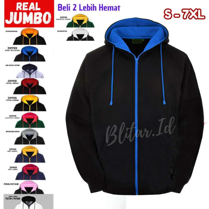 Sweater Jaket Hoodie Oversize Pria Wanita Big Size Jumbo Hodie Zipper Polos XXXXXL XXXXL XXXL XXL XL L M Jacket Hodi Resleting Kombinasi Warna Keren