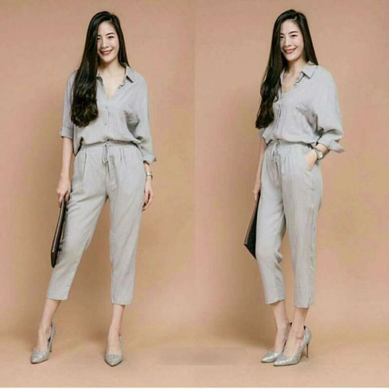 Jual BAJU JUMPSUIT WANITA ONE SET RAYON JUMSUIT KODOK POLOS JIHAN