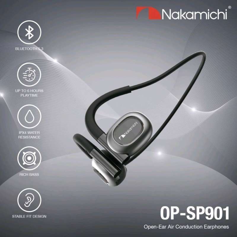 TWS Nakamichi OP-SP901 Open Ear Air Conduction Earphones Bluetooth HD  headset handsfree Ori garansi resmi