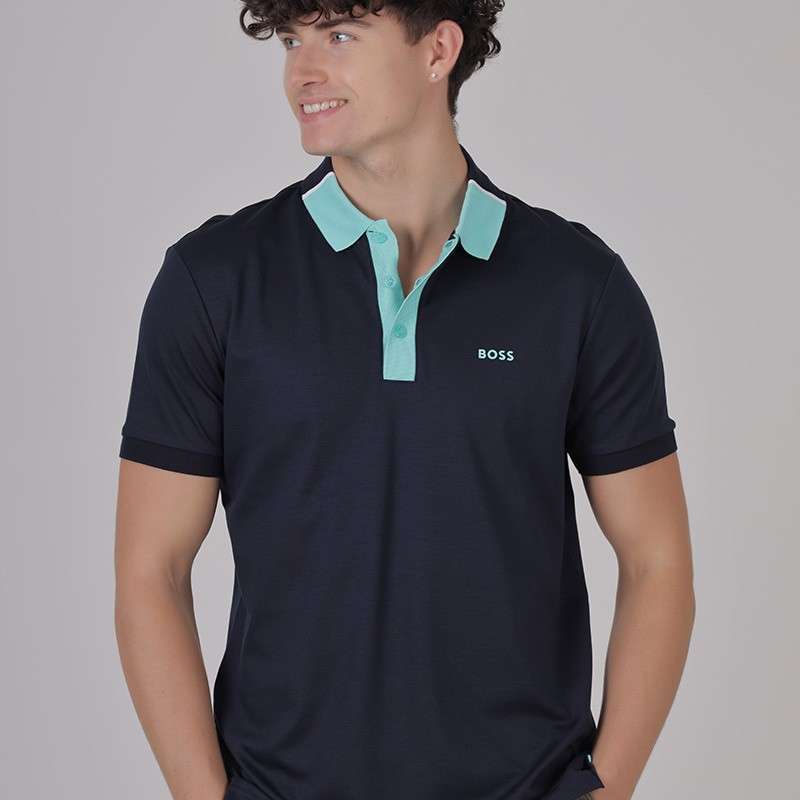Polo Shirt Hugo Boss Tshirt Blue Regular Fit Boss Mens Paddy Polo