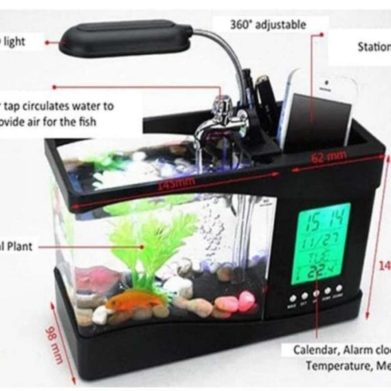 Promo Aquarium Mini Usb Batterai Aquarium Portable Lampu Baca