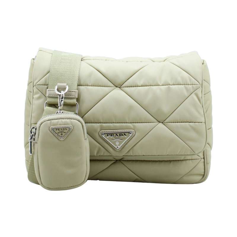Jual Preloved Prada Re Nylon Padded Shoulder Bag in Desert Beige