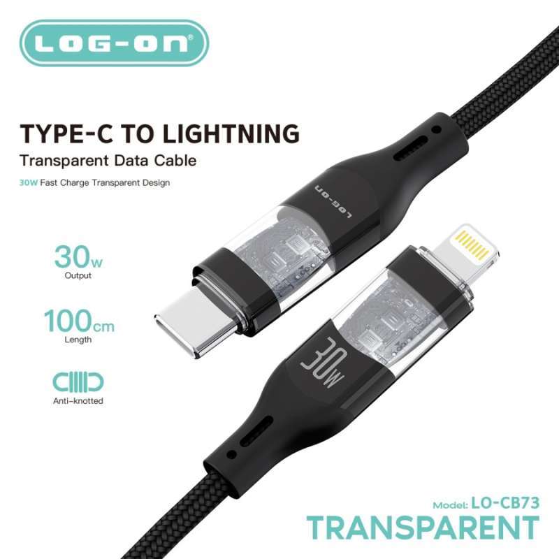 Promo Kabel Data Log On Type C To Lightning 30W Lo-cb73