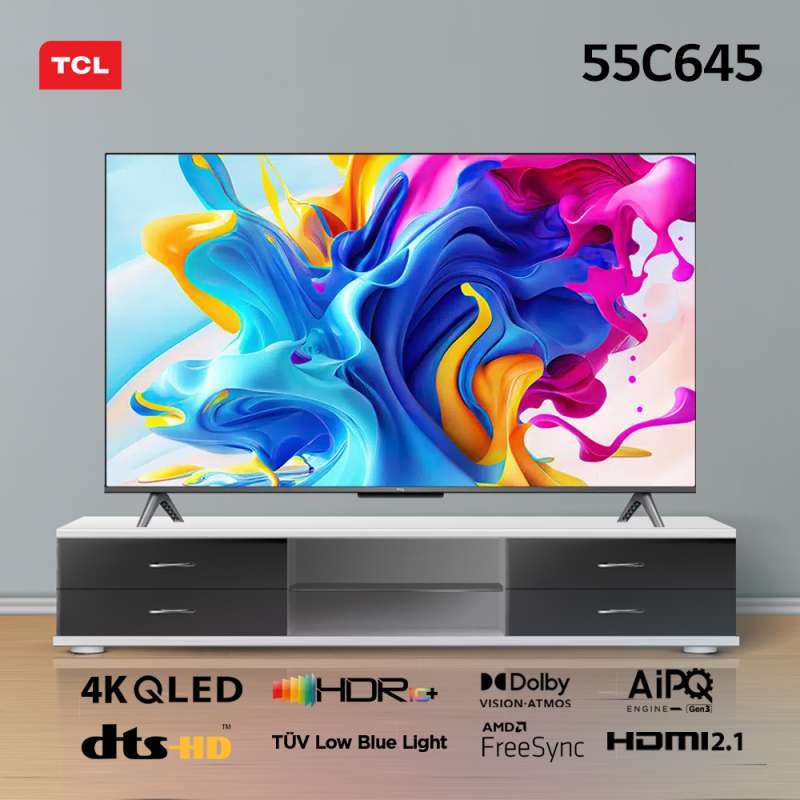 TCL 55-Inch C645 QLED 4K HDR Smart Google TV – 55C645