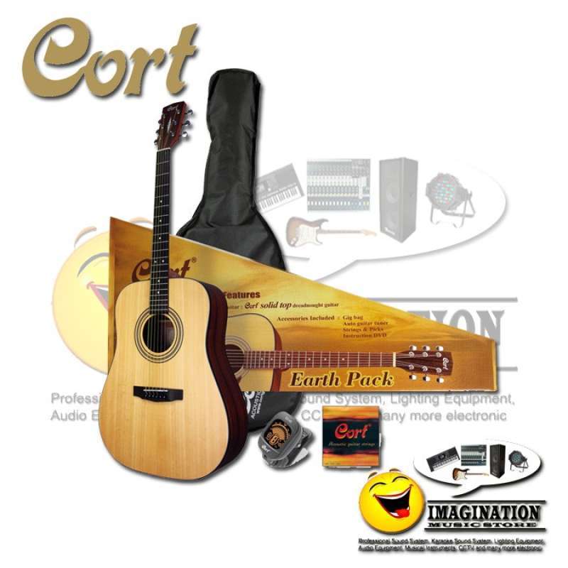 Jual Cort Earth Pack Natural Open Pore Acoustic Guitar Set di