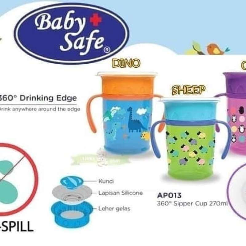 Baby Safe Sipper Cup With Handle 270Ml Gelas Anti Tumpah Ap013