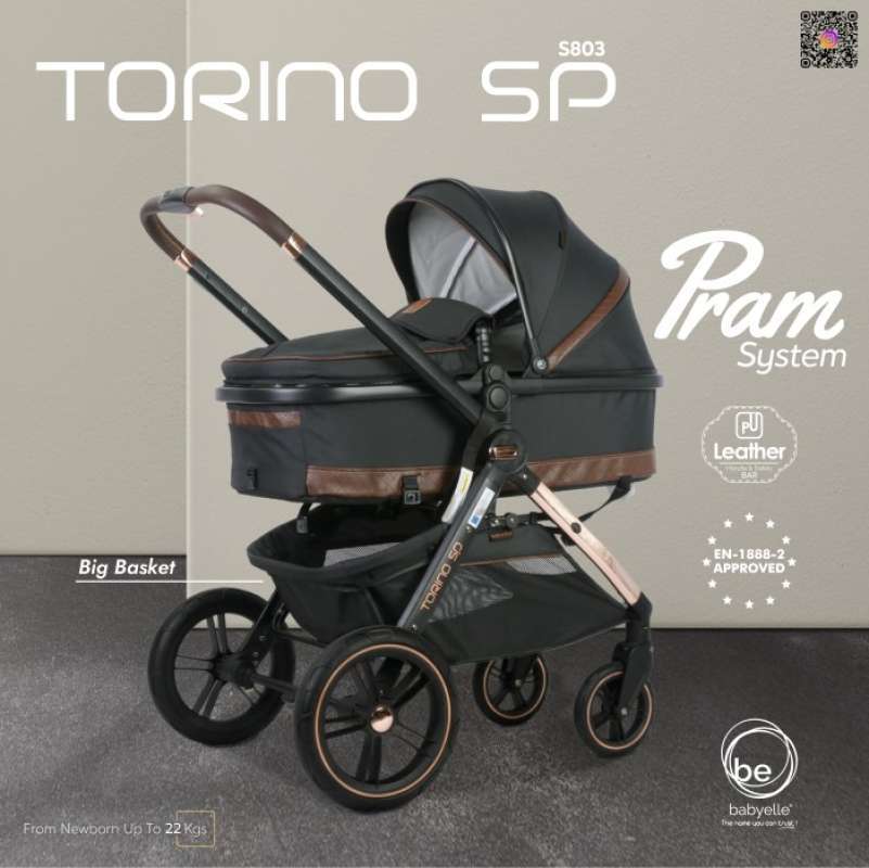 Babyelle Torino Stroller S802 Baby Elle Pram Reversible Seat SP Black