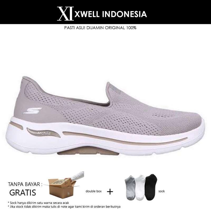 Jual SEPATU SKECHERS GO WALK FIT IMAGINED TAUPE SLIPON WOMEN