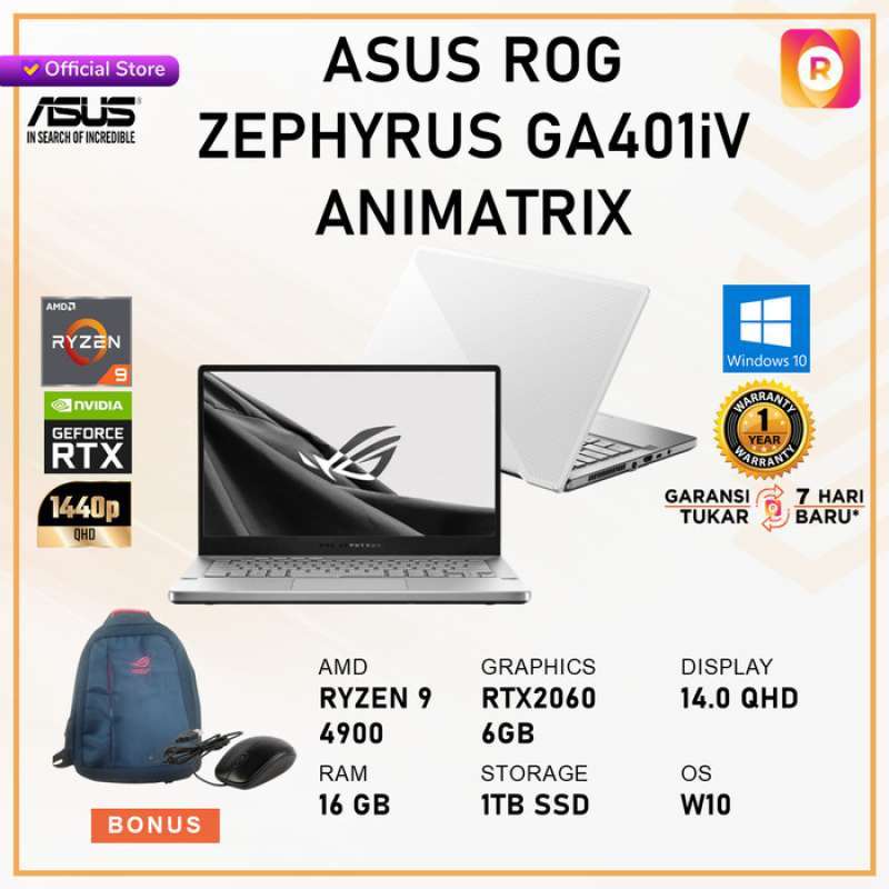 ASUS ROG Zephyrus G14 GA401iV ANIMATRIX R9 4900 16GB 1TBssd RTX2060 14