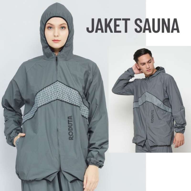 Promo TERLARIS JAKET SAUNA RODUTA JOGGING GREY JAKET SAJA Diskon