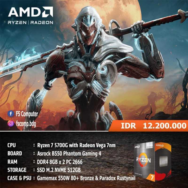 Amd Ryzen Radeon Vega 8gb PC Gaming AMD Ryzen 5700G