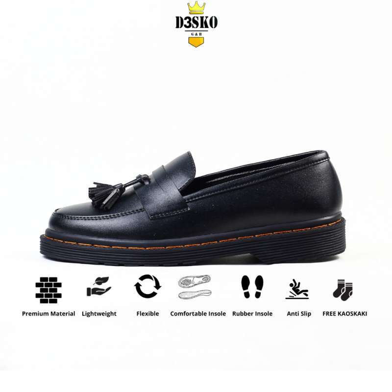 Sepatu Pantofel Formal Docmart Low Boots Kerja Pria Sole Black matt Dan Sole Bening