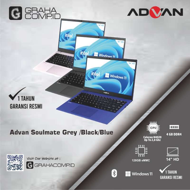 Jual Advan Notebook Laptop Soulmate Celeron N4020 4gb/128gb 14 Hd