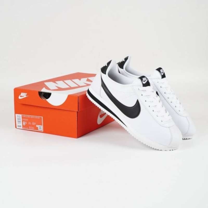 Nike cortez white with black swoosh clearance