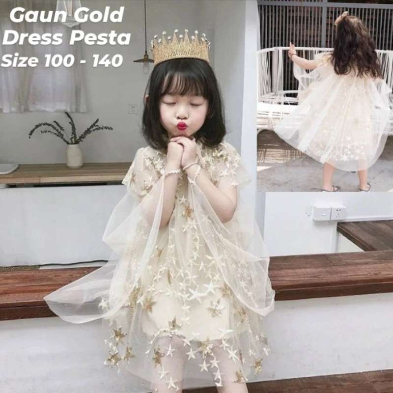 Gaun cheap gold white