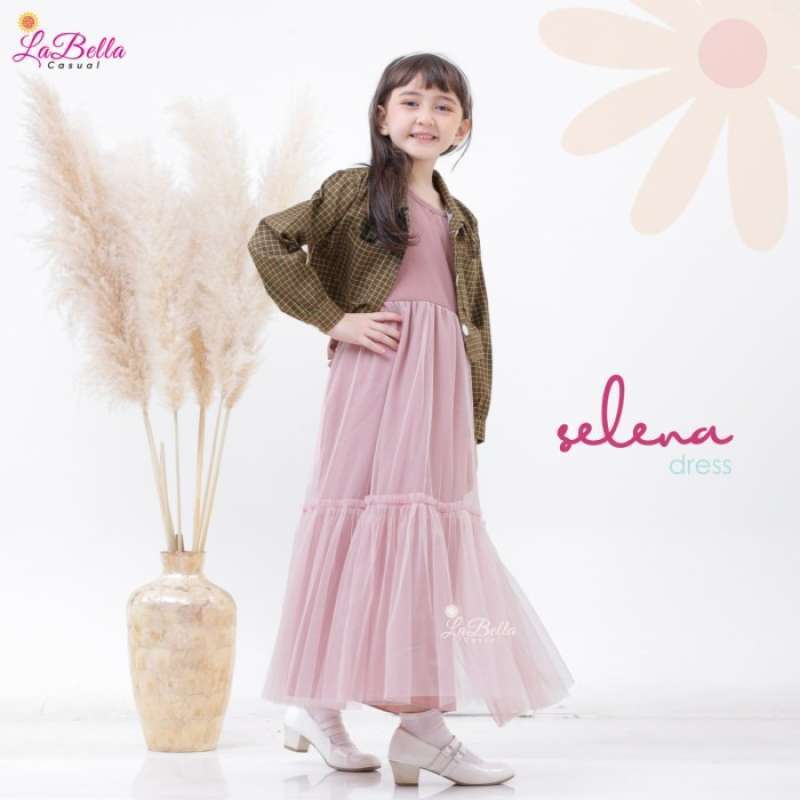 Promo Sln 12 Baju Casual Pesta Anak Labella Selena Dusty Pink