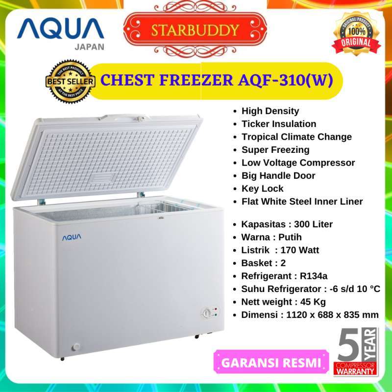 Jual Chest Freezer Aqua Aqf 320ec Aqf320ec 320 Ec 306 Liter