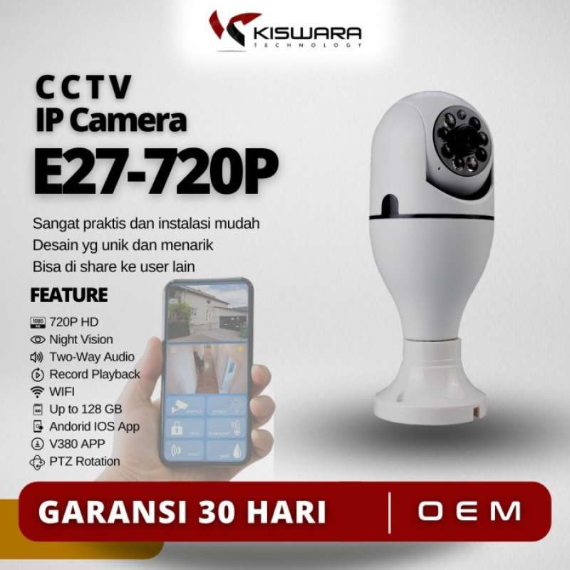 Cctv Pantau Cctv Murah Ptz Smart Wifi Lamp Camera 720P E27 E1 V380Pro Terbaru