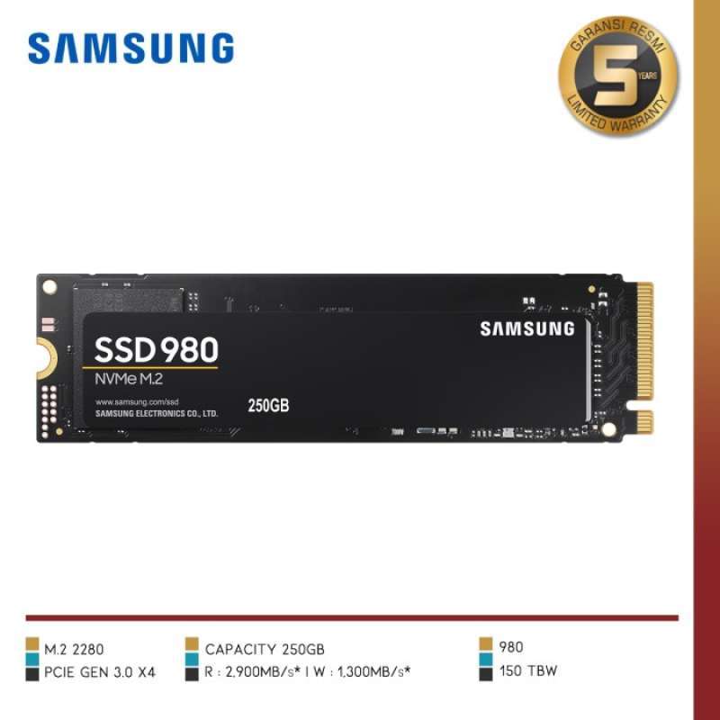 Promo SAMSUNG 980 PCIE 3.0 NVME M.2 SSD 250GB, SSD M.2 NVMe Gen 3 x4 250GB  Diskon 23% di Seller Gigaba Store - Kalibata, Kota Jakarta Selatan