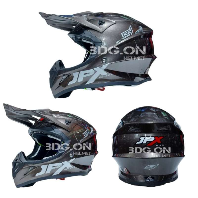Promo Helm Jpx Cross Fox 1 Solid Trail Supermoto Original Diskon