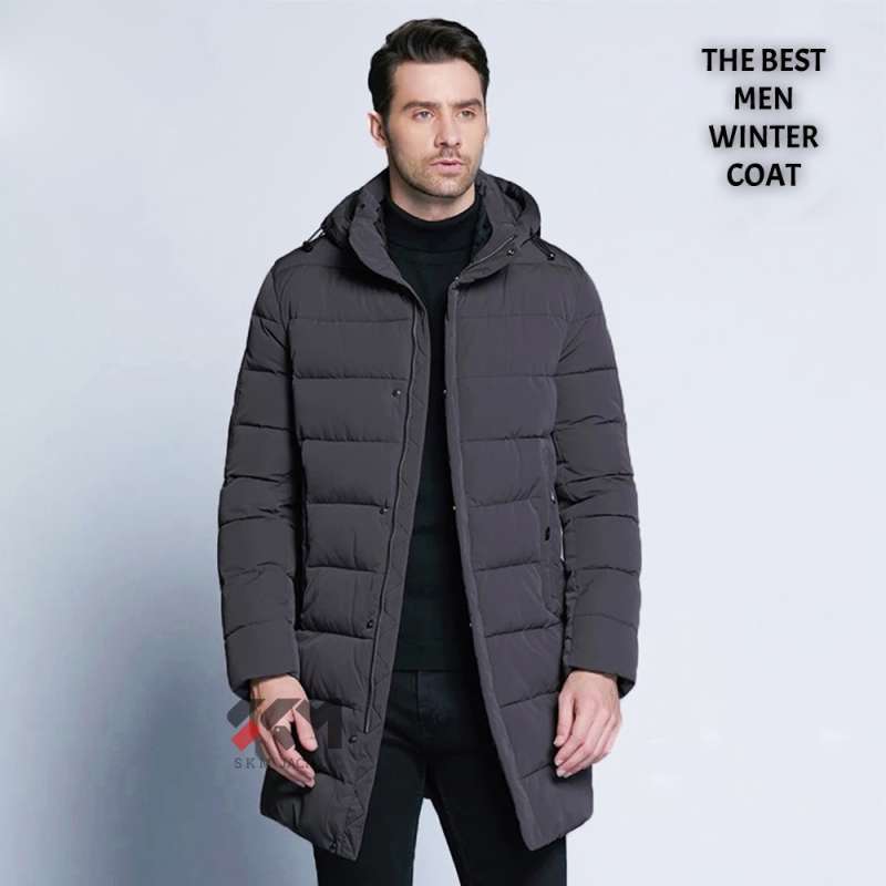 Jaket winter pria jaket musim dingin panjang mantel bulu tebal long coat pria