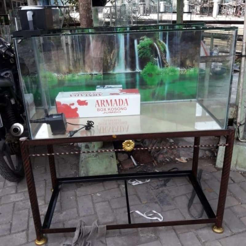 Paket Aquarium.80X40X40 Kaca Ful 5.Mili Rak Mesn Rct 1600 Box Jumbo
