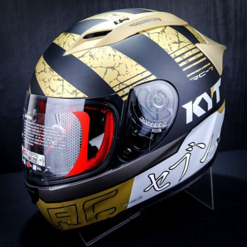 Promo Helm Kyt Rc Seven 17 Black Matt Gold Rc7 Full Face Diskon