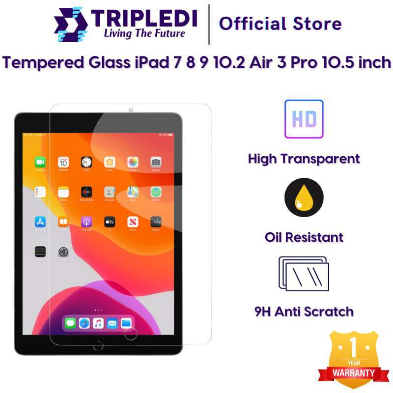 TRIPLEDI Anti Gores Tempered Glass 9H for iPad 10.2 & 10.5 Inch dengan Kaca Ultra-Tipis dan HD Transparan, Ideal Melindungi Layar dari Goresan Sehari-hari