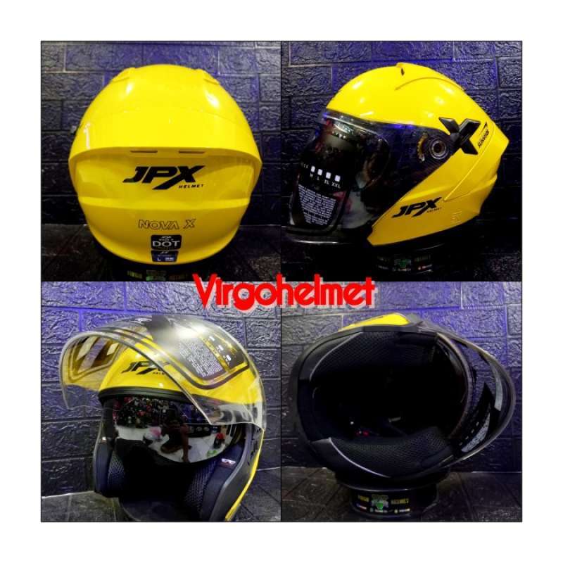 Promo Helm Jpx Nova X Solid Yellow Double Visor Sni Dot Diskon 23