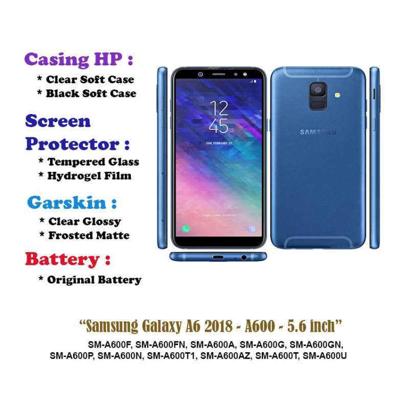 Samsung Galaxy A6 2018 A600 inch Case Screen Protector Battery Dll