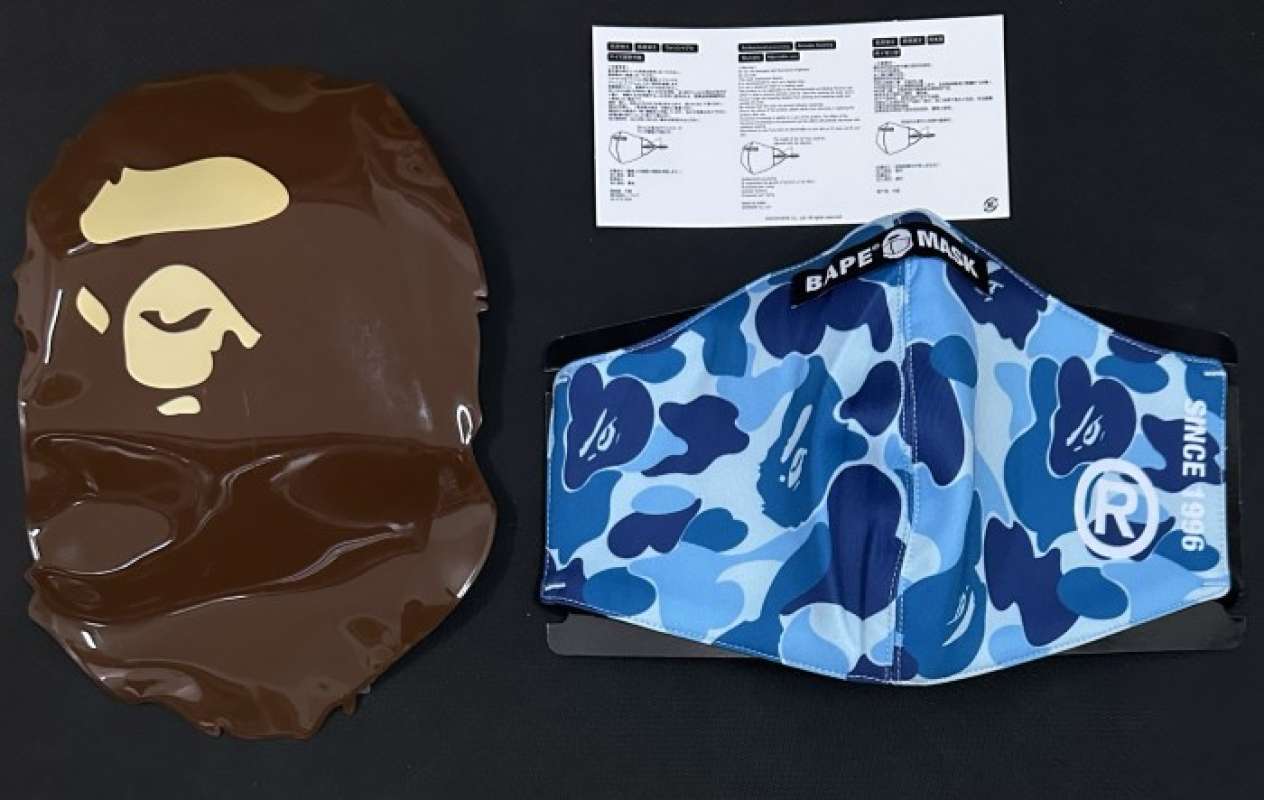 Masker Kain Bape Bathing Ape Original from Tokyo Shibuya Blue Camo