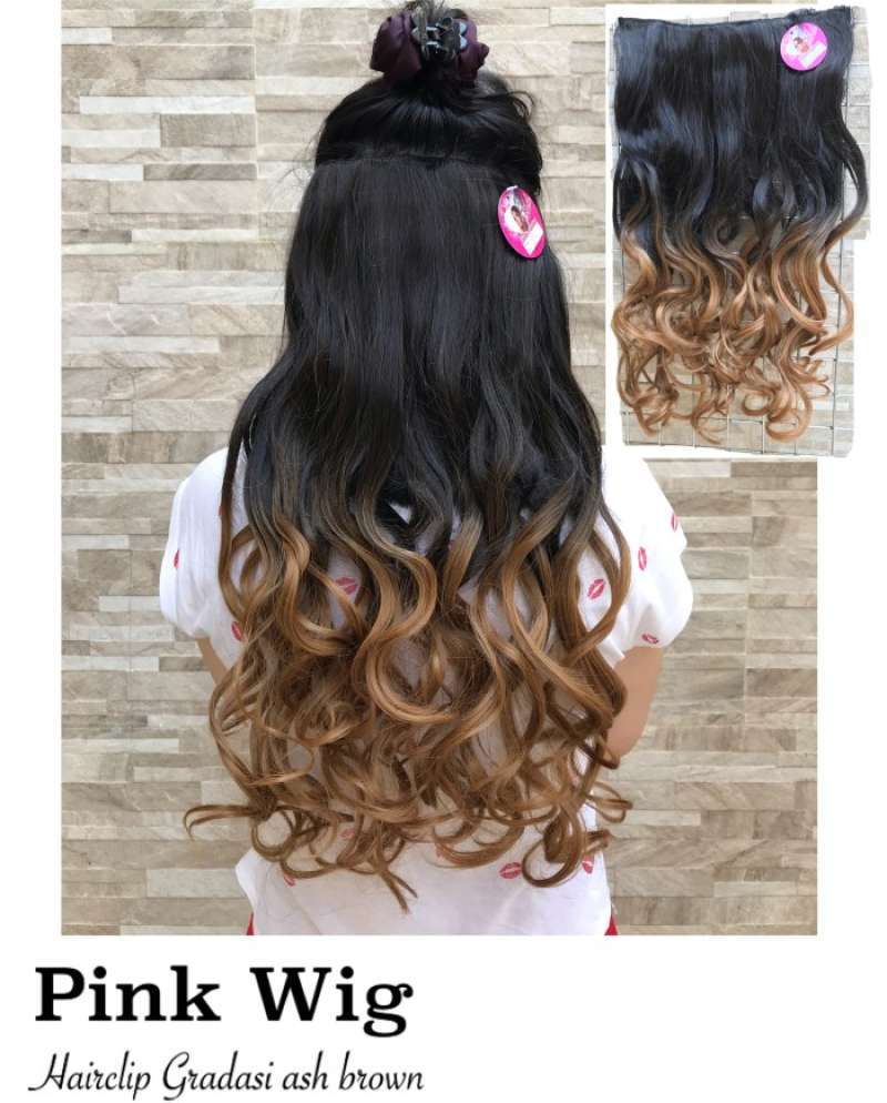 Promo Hairclip ombre curly Pink wig Diskon 23 di Seller Wukong