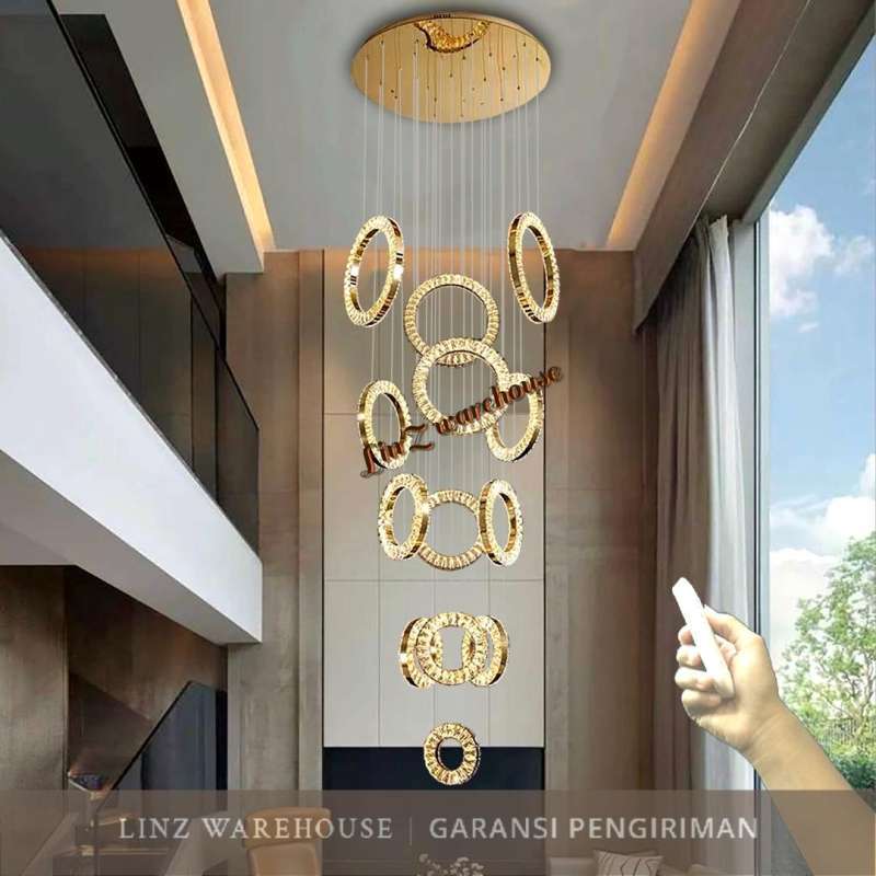 Jual Lampu Gantung Void Modern 13 Crystal Led Ring Pendant Light