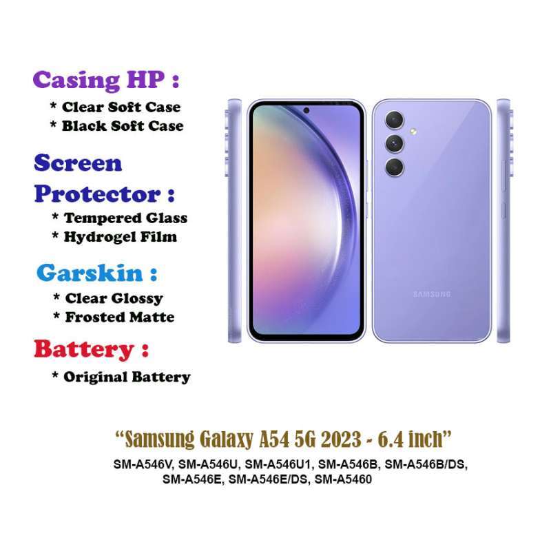Samsung Galaxy A54 5G 2023 inch Case Screen Protector Battery  Dll