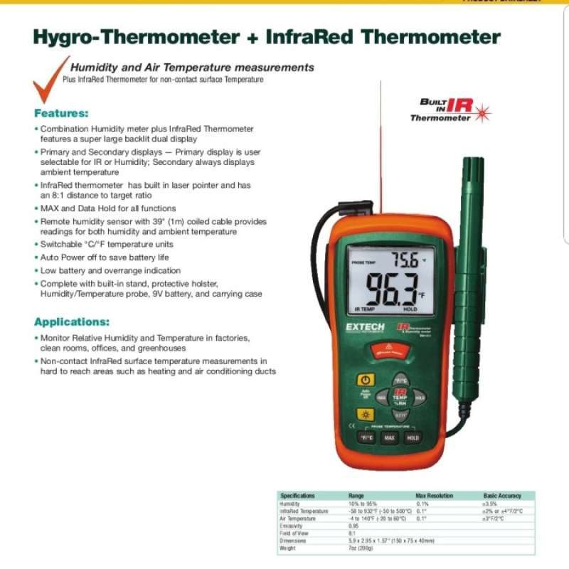 Promo Hygro-Thermometer Infrared Thermometer Rh101 Extech Diskon 17% di  Seller Gadget Gaming Cikokol, Kota Tangerang Blibli