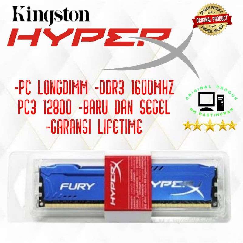 RAM PC DDR3 4GB 1600MHZ PC3 12800 ORIGINAL HYPERX KINGSTONE GAMING