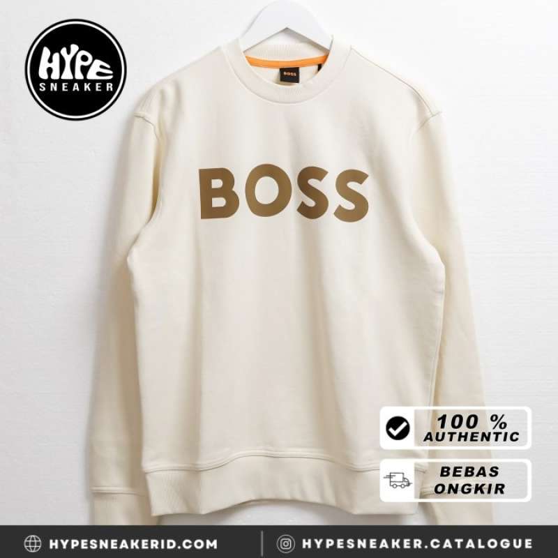 Jual Sweater HUGO BOSS BIG TEXT GOLD BEIGE SWEATSHIRT 100
