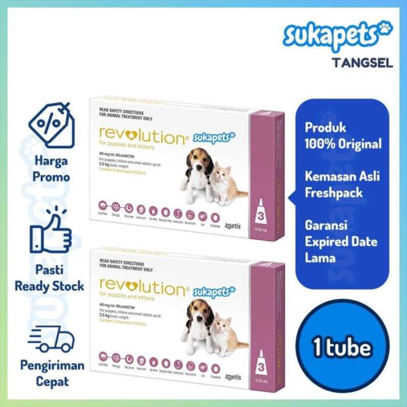 Revolution Mauve Kitten Puppy Obat Kutu Kucing Anjing 0.25Ml 1 Tube