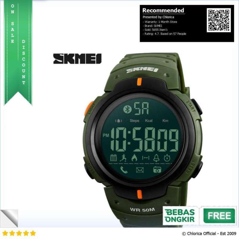 Jual SKMEI Jam Tangan Olahraga Smartwatch Bluetooth 1301 Army