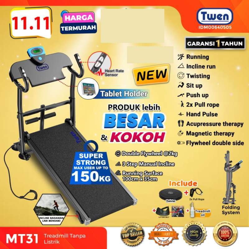 Treadmill Manual Alat Fitness MultifungsiTwen MT31 MT38