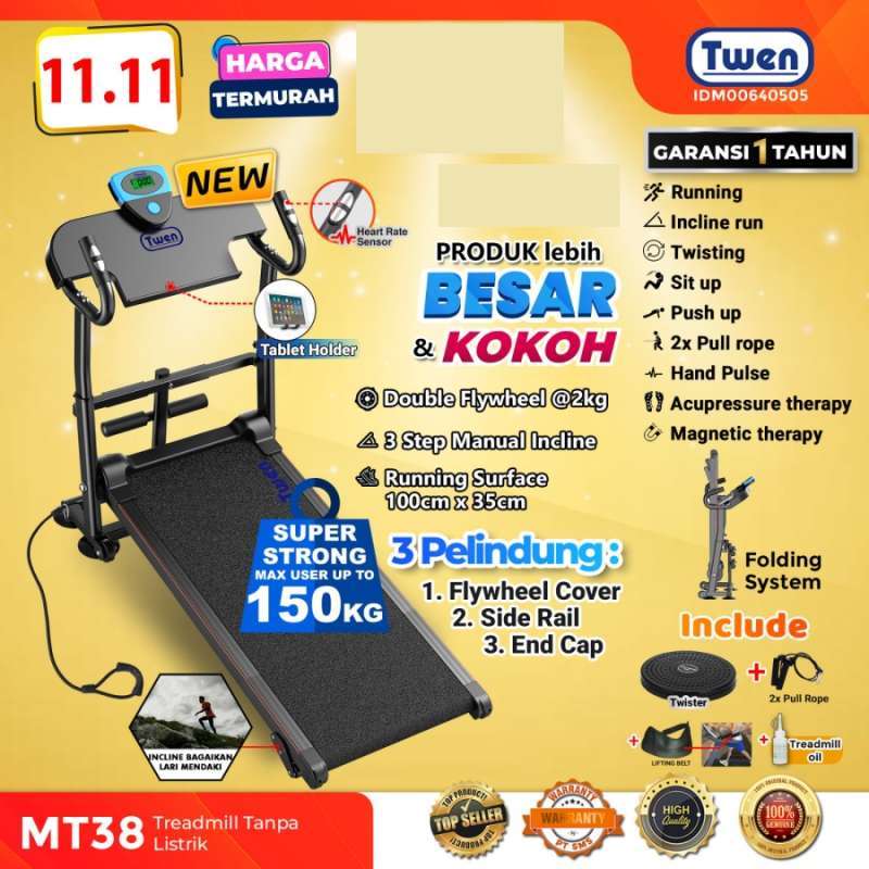 Treadmill Manual Alat Fitness MultifungsiTwen MT31 MT38