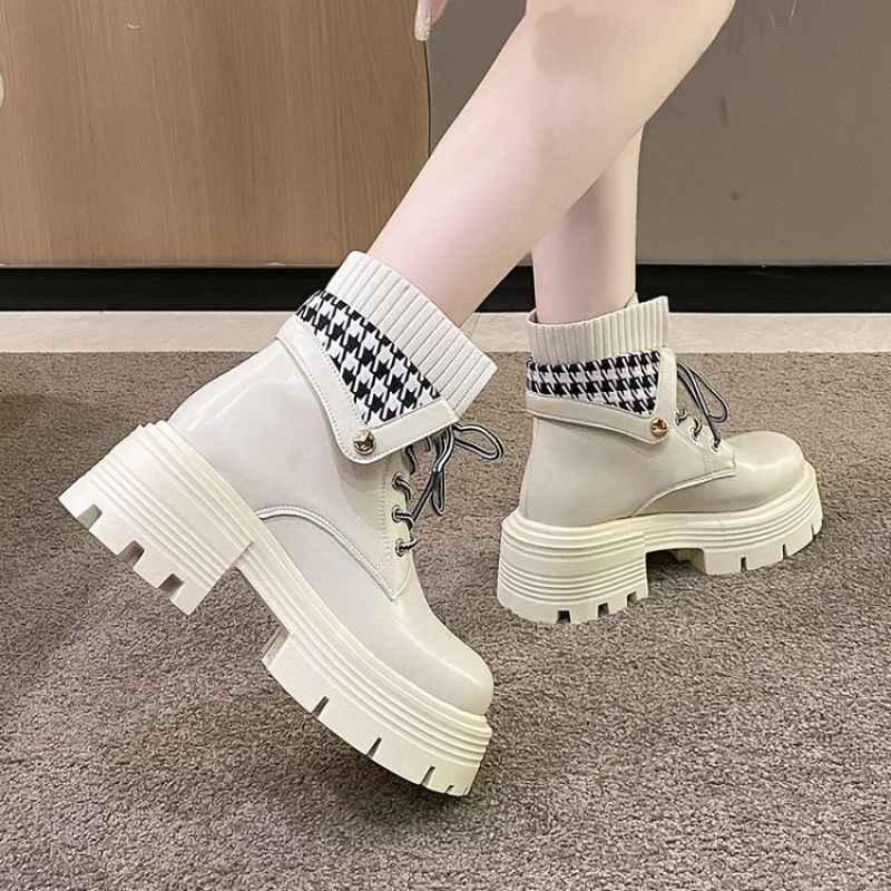 Boots Heels Sepatu Boots Korean Style Korean White Bootie Outfits
